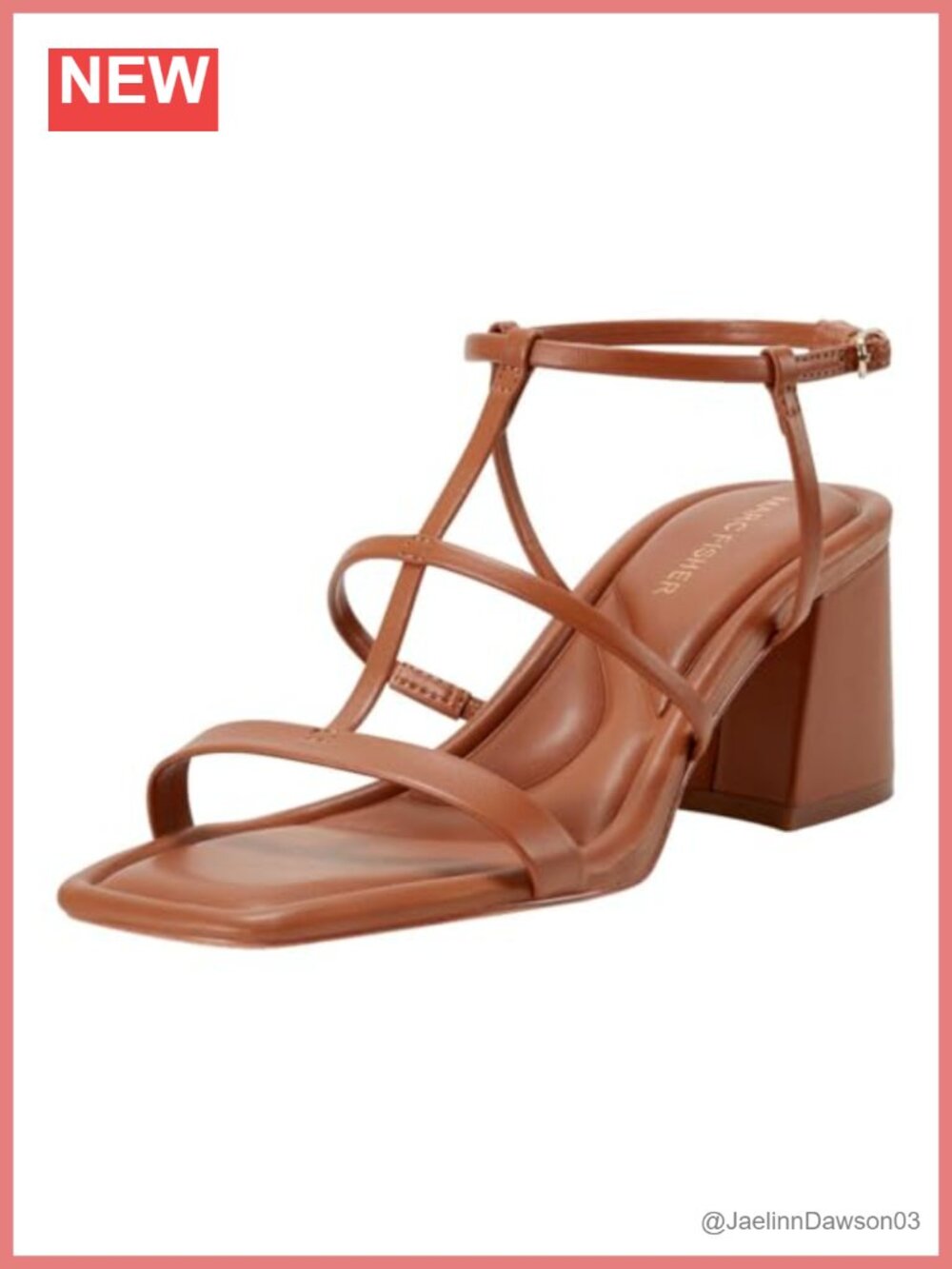 Marc Fisher Gellyn Strappy Block Heel Sandals Women's Faux Leather Square Toe